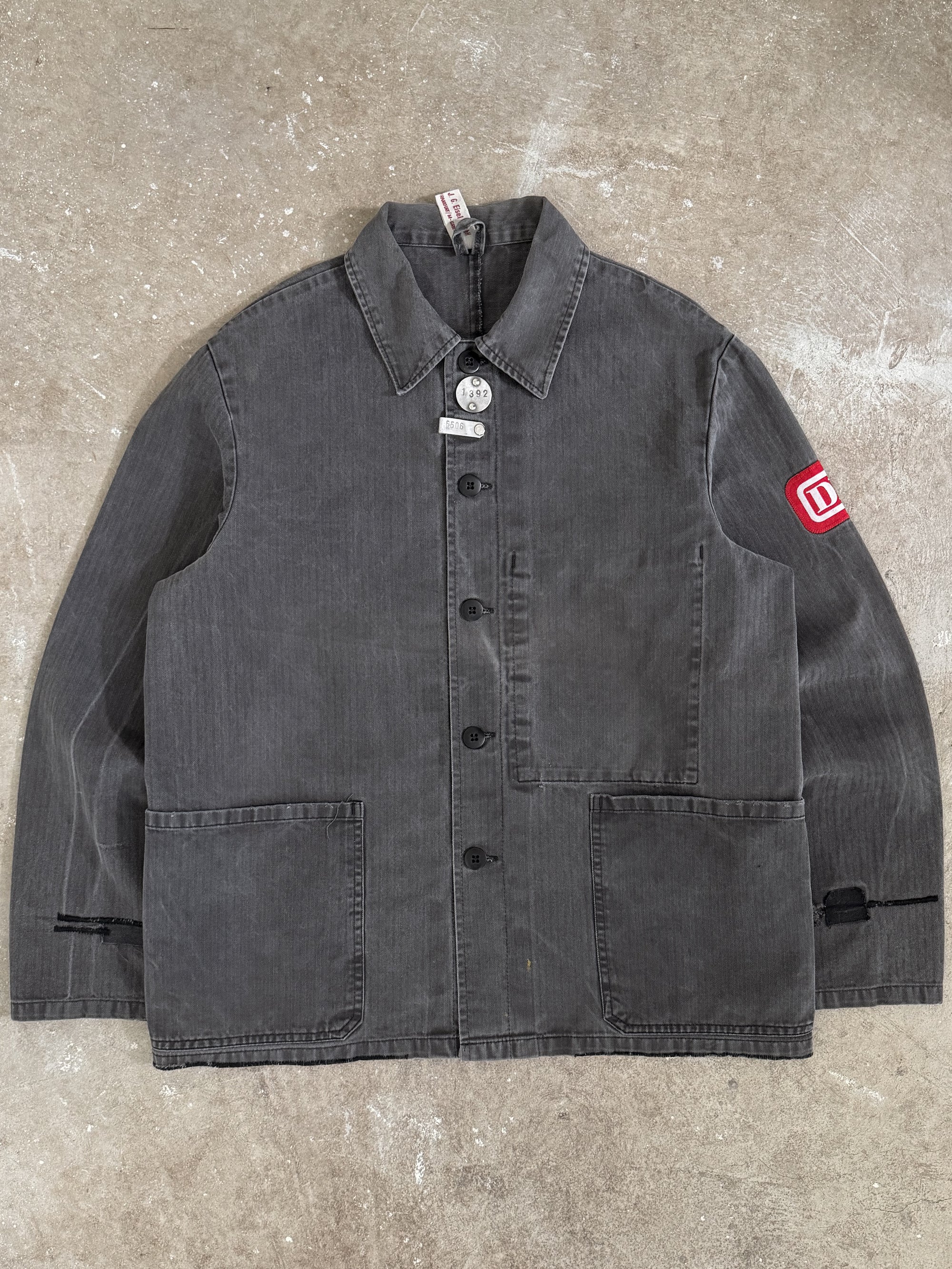 1970s "DB" Faded Black HBT Chore Jacket (M)