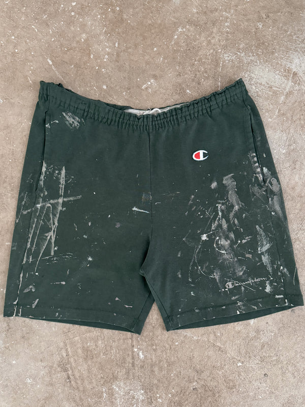 1980s Champion Painted Green Sweat Shorts (M)