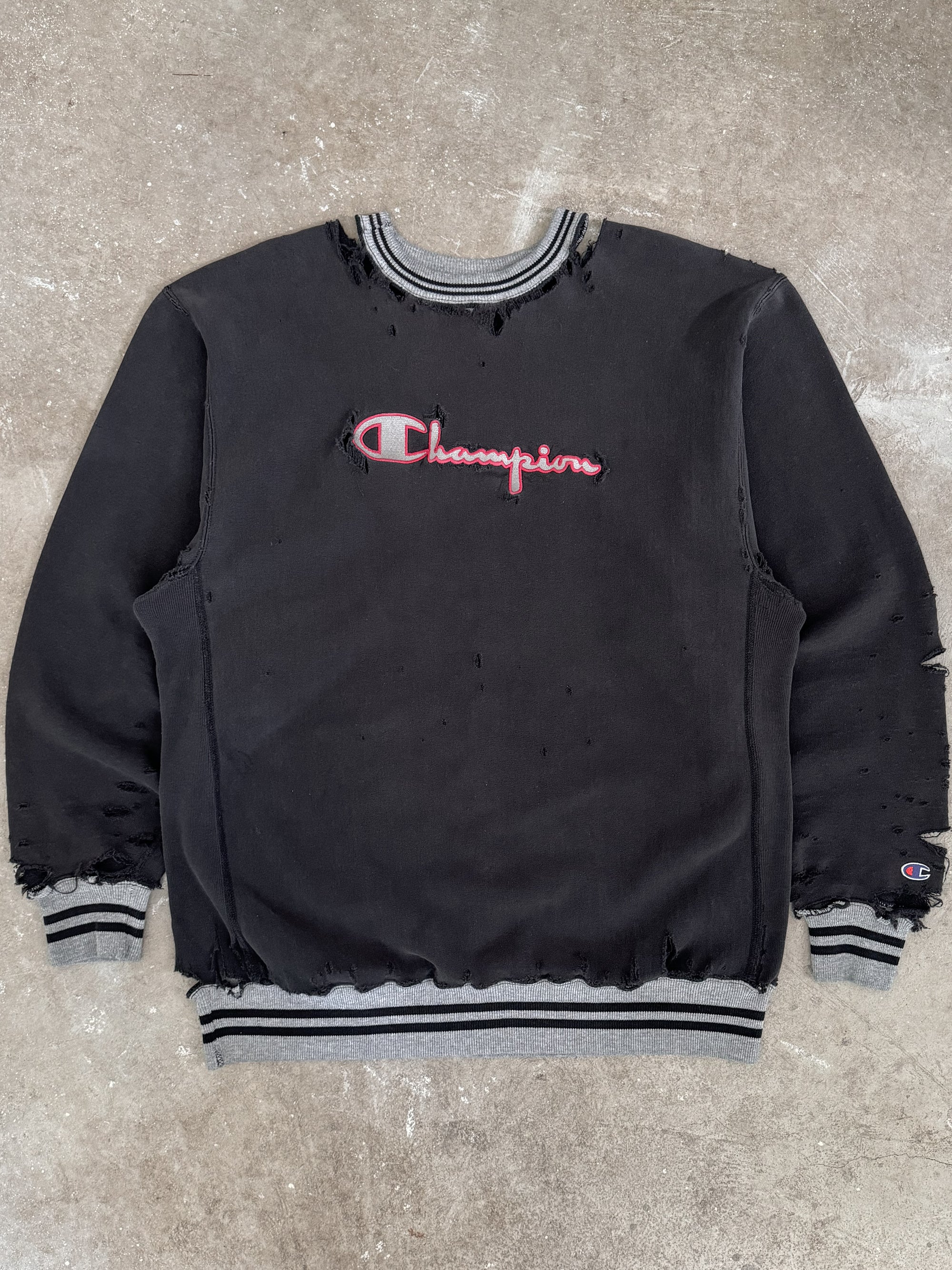 1990s "Champion" Thrashed Reverse Weave Sweatshirt (L/XL)