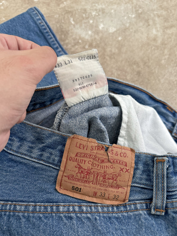 1990s Levis Faded Blue 501 Released Hem (31X31)