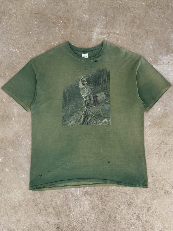 1990s "Owl" Sun Faded Green Tee (XL)
