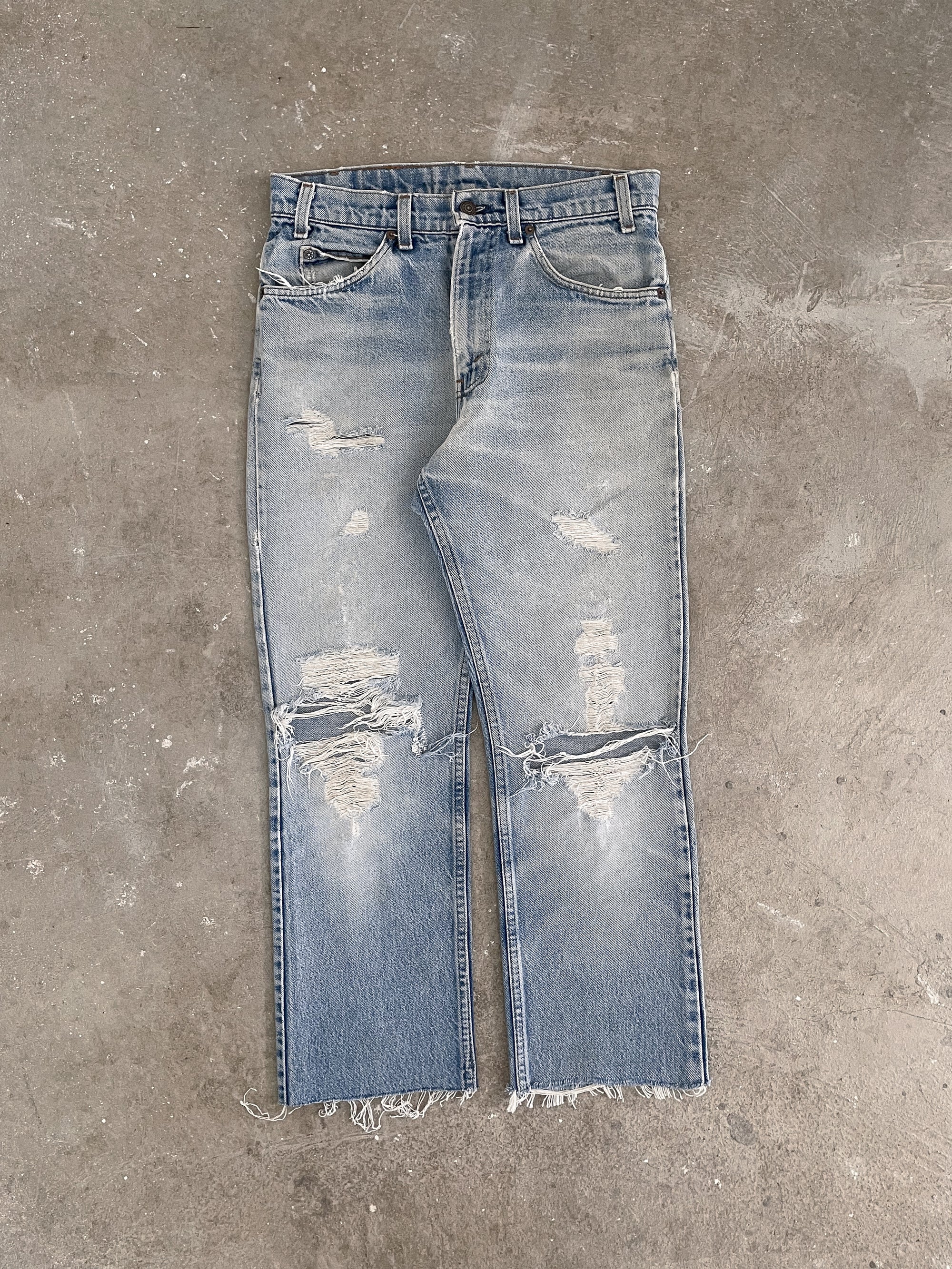 1970s/80s Orange Tab Levi’s Distressed Blue 517 Raw Hem (30X26)