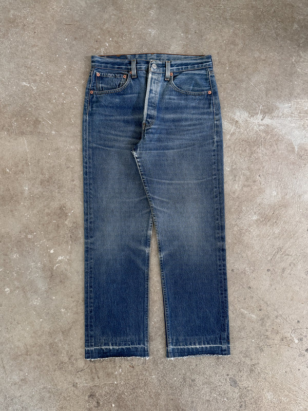 1990s/00s Levis Faded Blue 501 Released Hem (29X26)