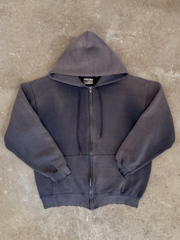 1990s Sun Faded Midnight Navy Zip Up Hoodie (M)