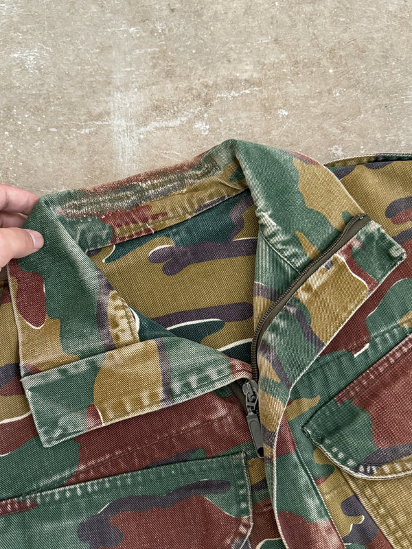 1970s Belgian Jigsaw Camo Repaired Paratrooper Jacket (M)