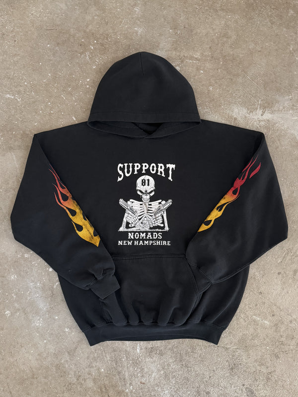 2000s "Nomads Motorcycles" Flame Sleeve Hoodie (XL)