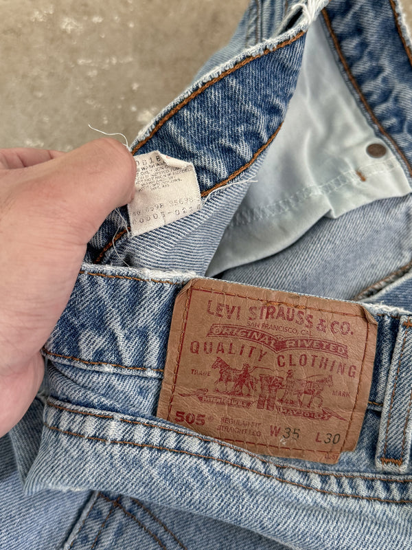 1990s Levis Faded Blue 505 Released Hem (34X28)