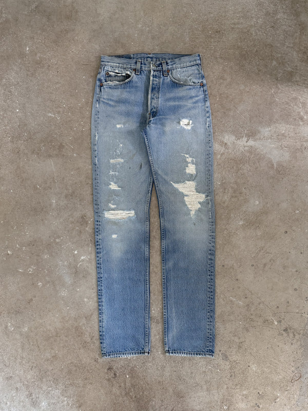 1980s Levis Distressed Faded Blue 501 (29X34)