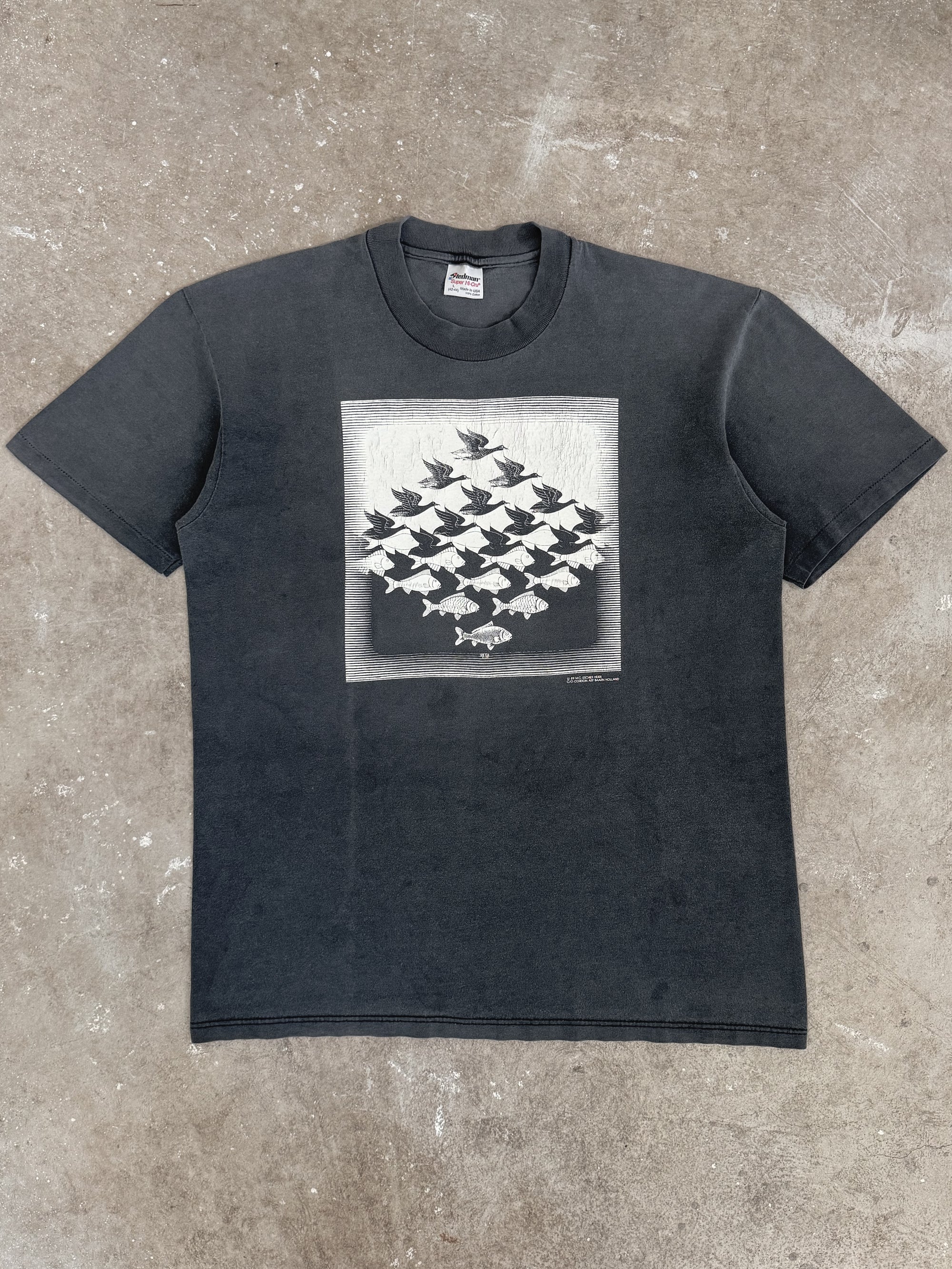 1980s "MC Escher Sky and Water I" Faded Tee (M)