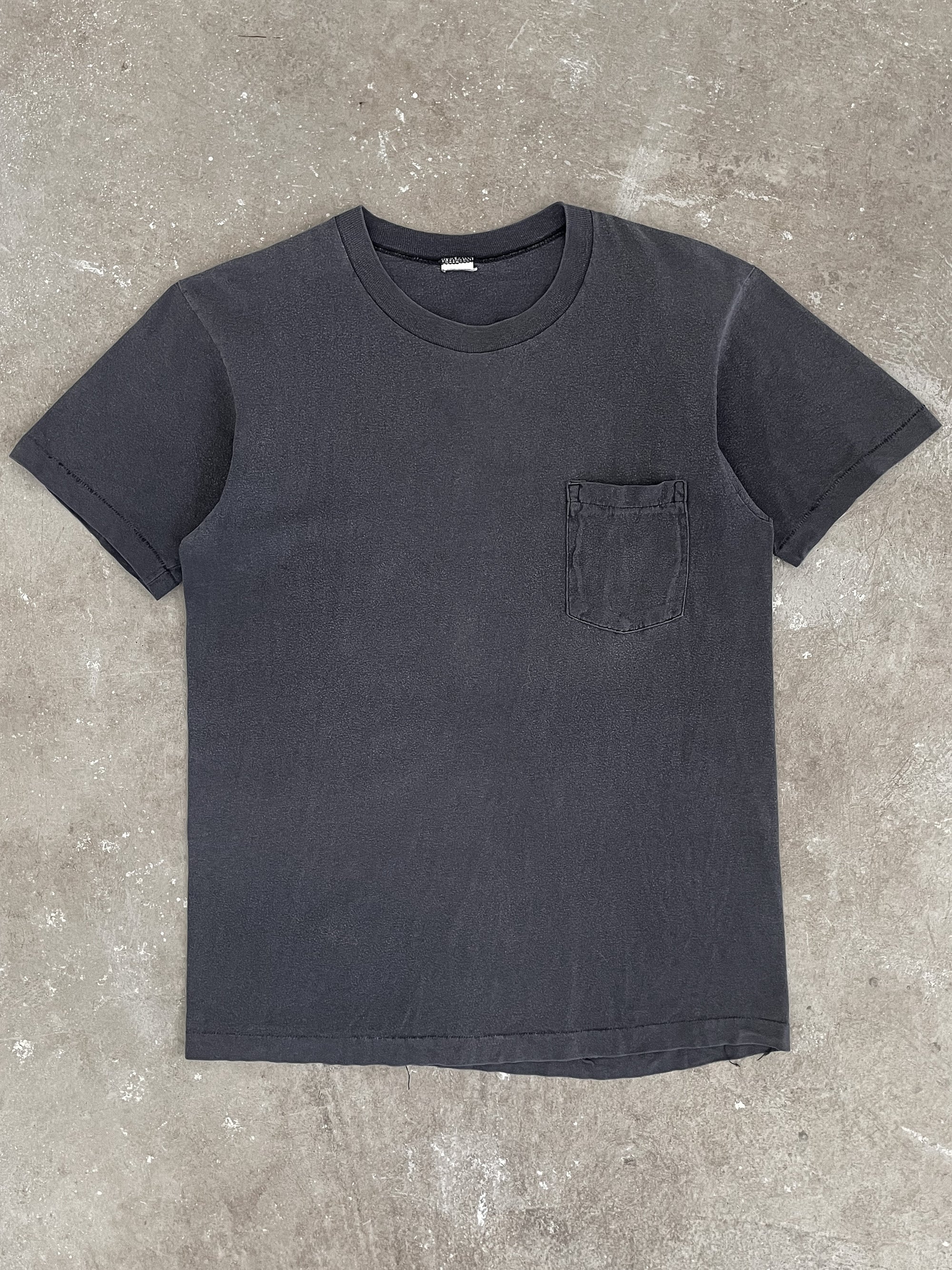 1990s Faded Charcoal Blue Pocket Tee (M)