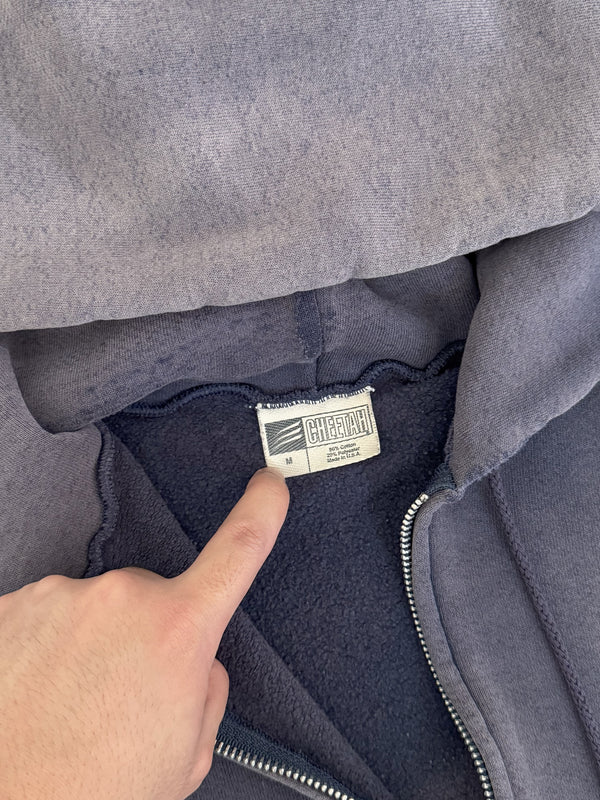 1990s Sun Faded Midnight Navy Zip Up Hoodie (M)