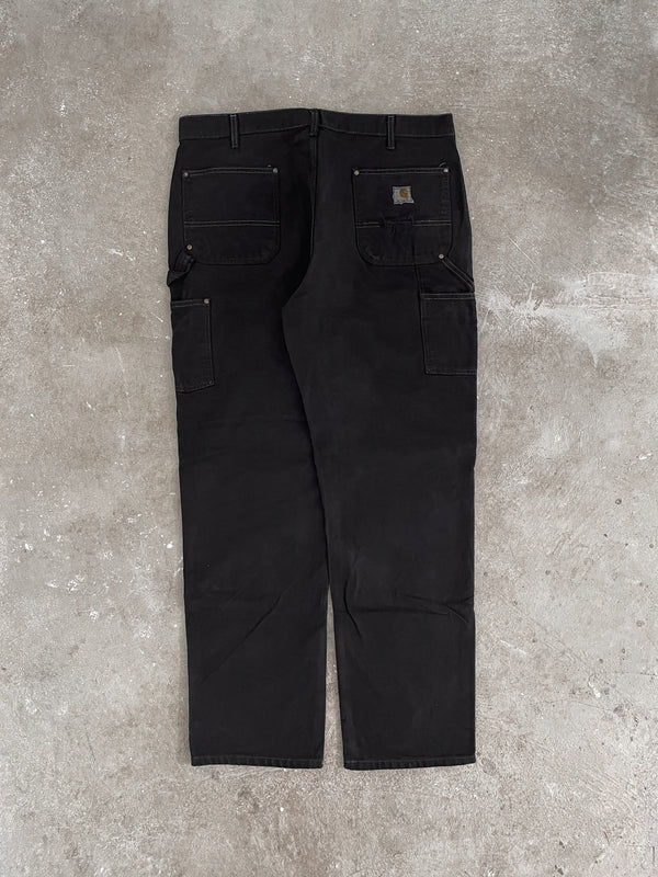 Carhartt B01 Black Overdye Double Knee Work Pants (38X33)