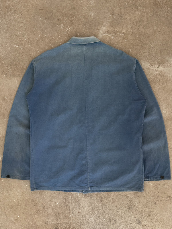 1970s Faded Blue HBT French Chore Jacket (XL)