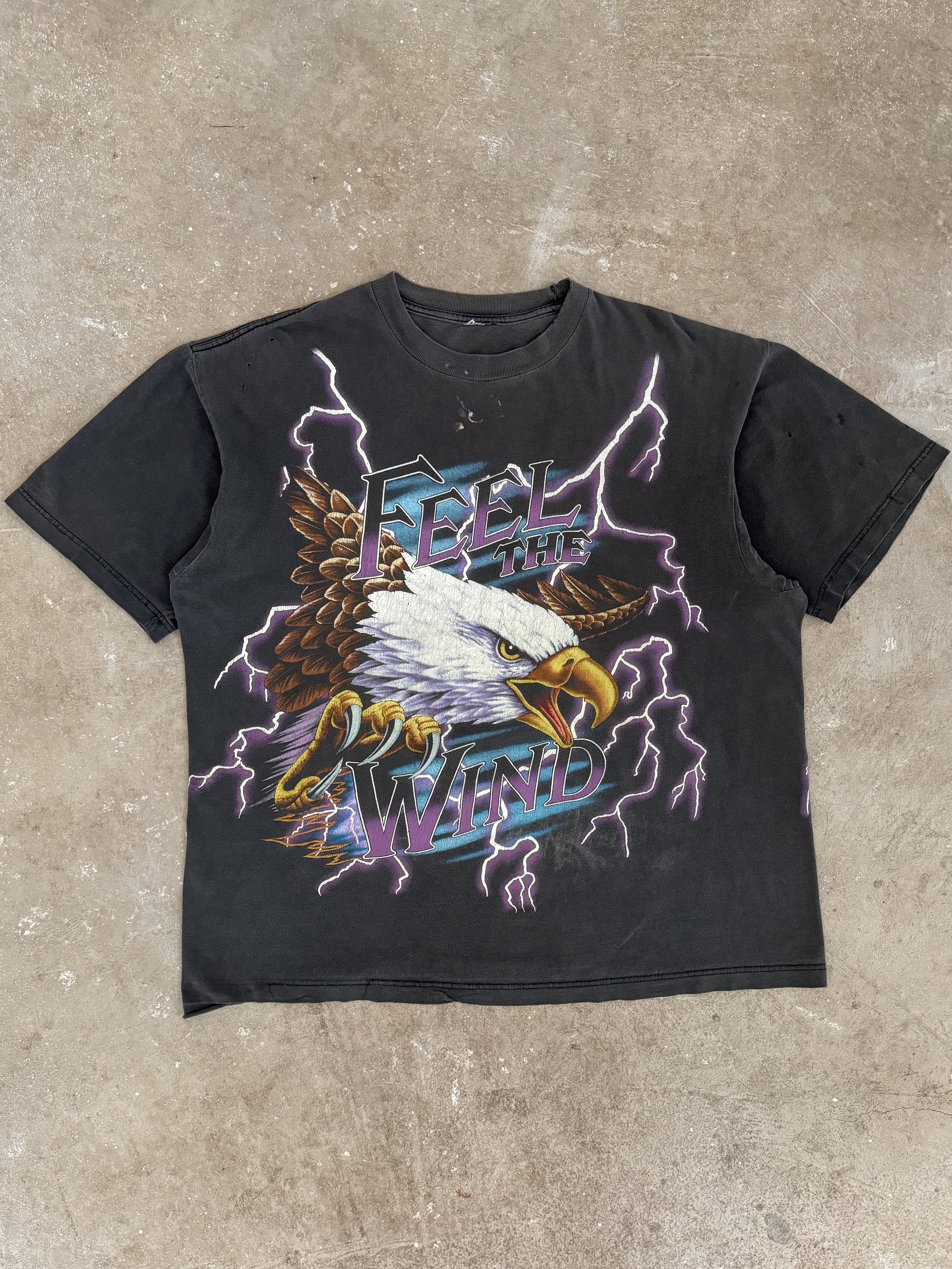 1990s "Feel The Wind" American Thunder Faded Tee (XL)