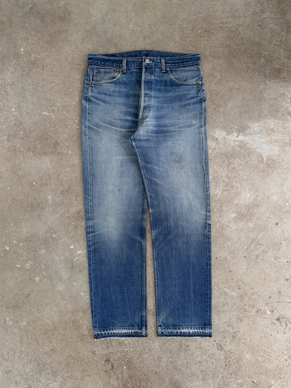 1990s Levis Faded Blue 501 Released Hem (34X32)