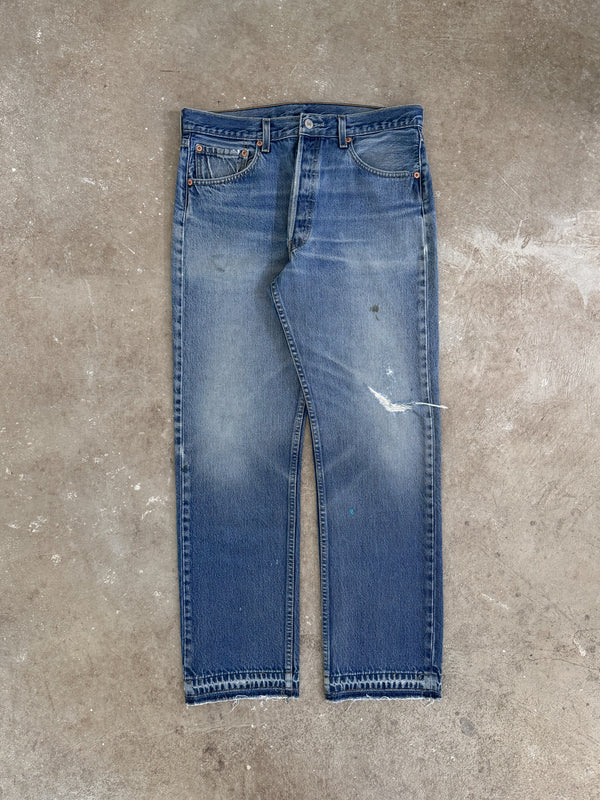 Early 00s Levis Faded Blue 501 Released Hem (32X29)