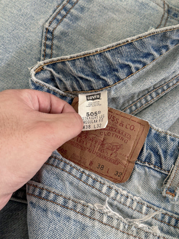 1990s Levis Faded Blue 505 Released Hem (36X32)