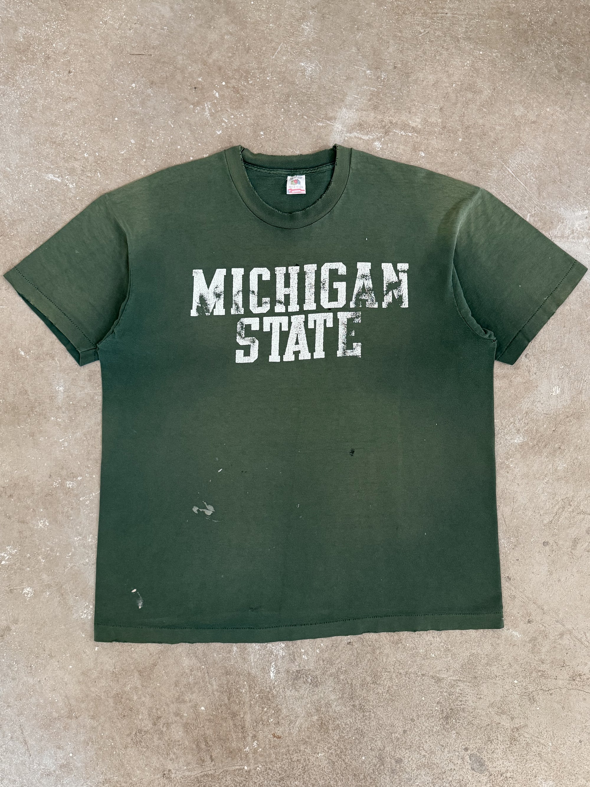 1990s "Michigan State" Distressed Sun Faded Tee (XL)