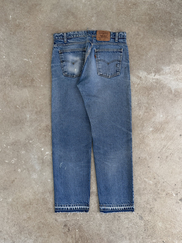 1990s Orange Tab Levis Faded Blue 505 Released Hem (33X29)