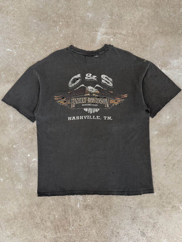 1990s "Harley Davidson Nashville" Distressed Faded Tee (XL)