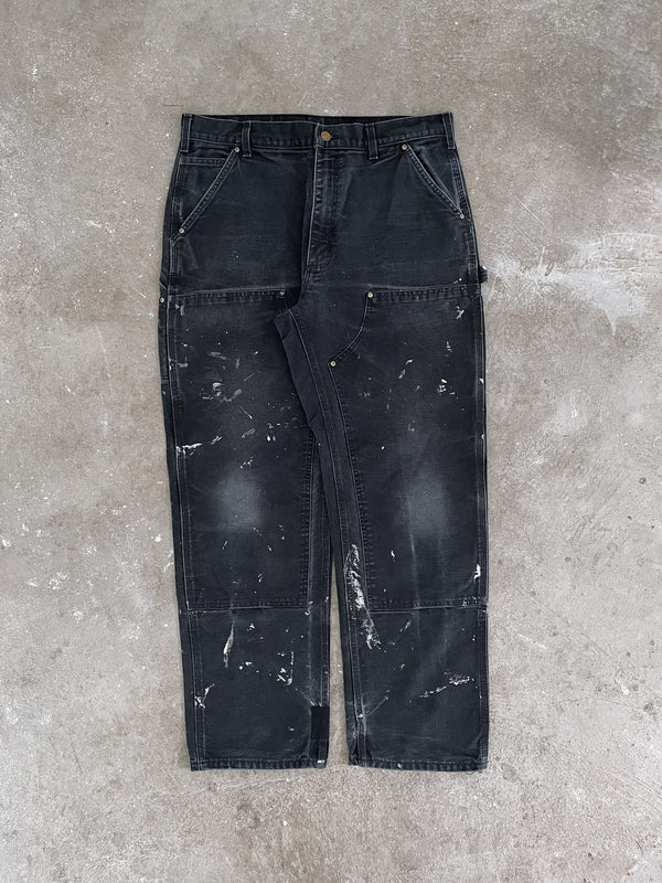 2000s Carhartt B01 Black Double Knee Work Pants (35X30)