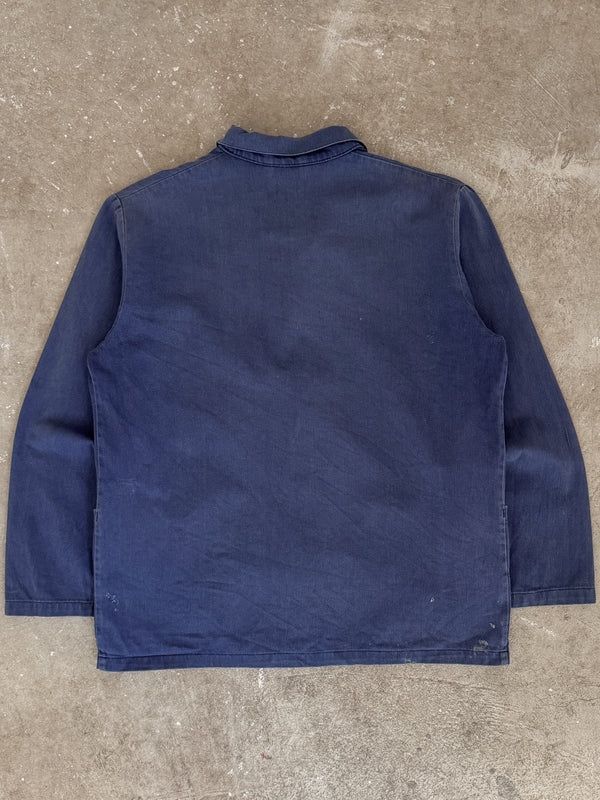 1980s Faded Dark Blue French Chore Jacket (M)