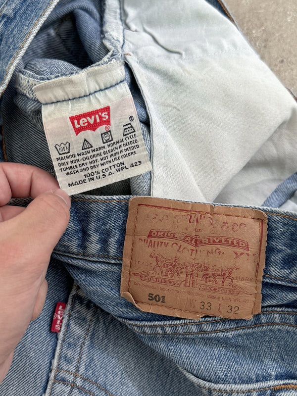 1990s Levis Faded Blue 501 Released Hem (31X31)