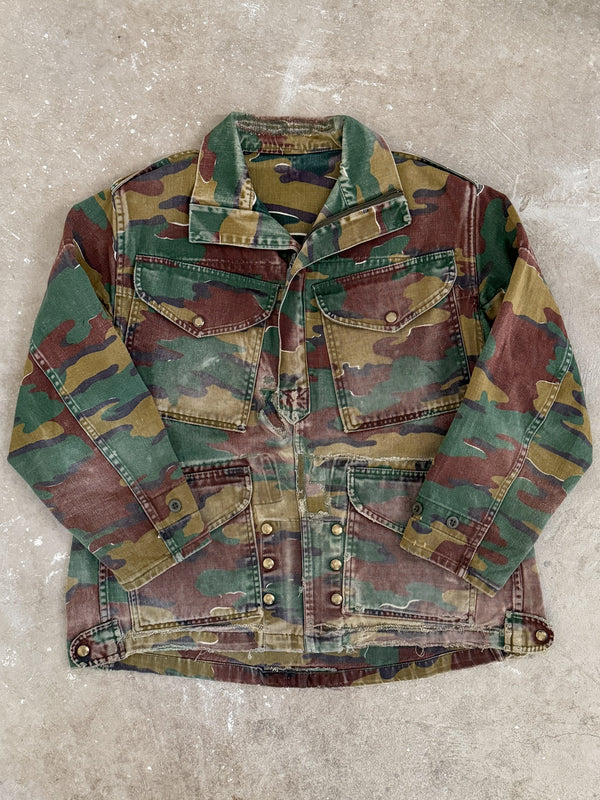 1970s Belgian Jigsaw Camo Repaired Paratrooper Jacket (M)