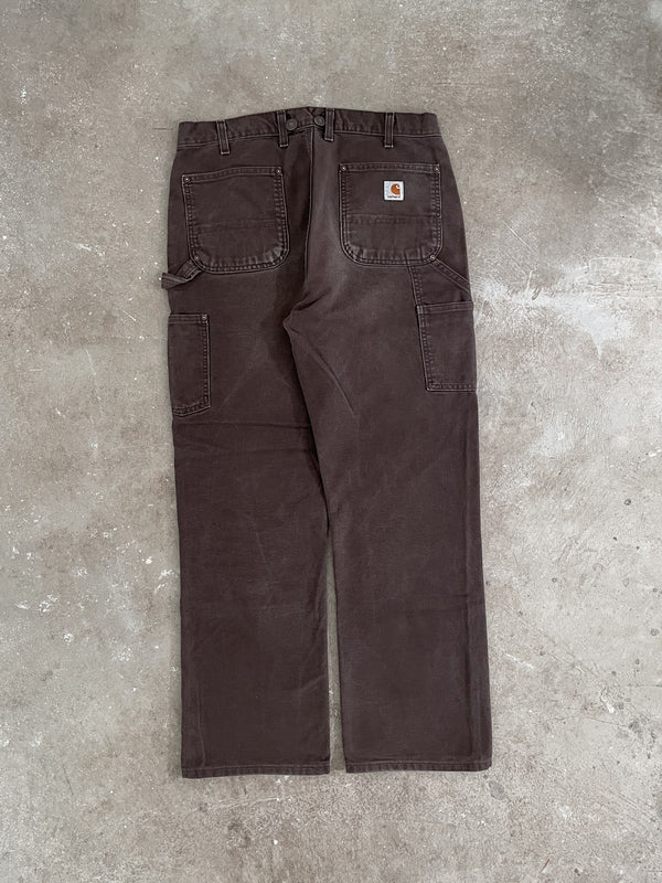 Carhartt EB136 Dark Brown Double Knee Work Pants (34X30)