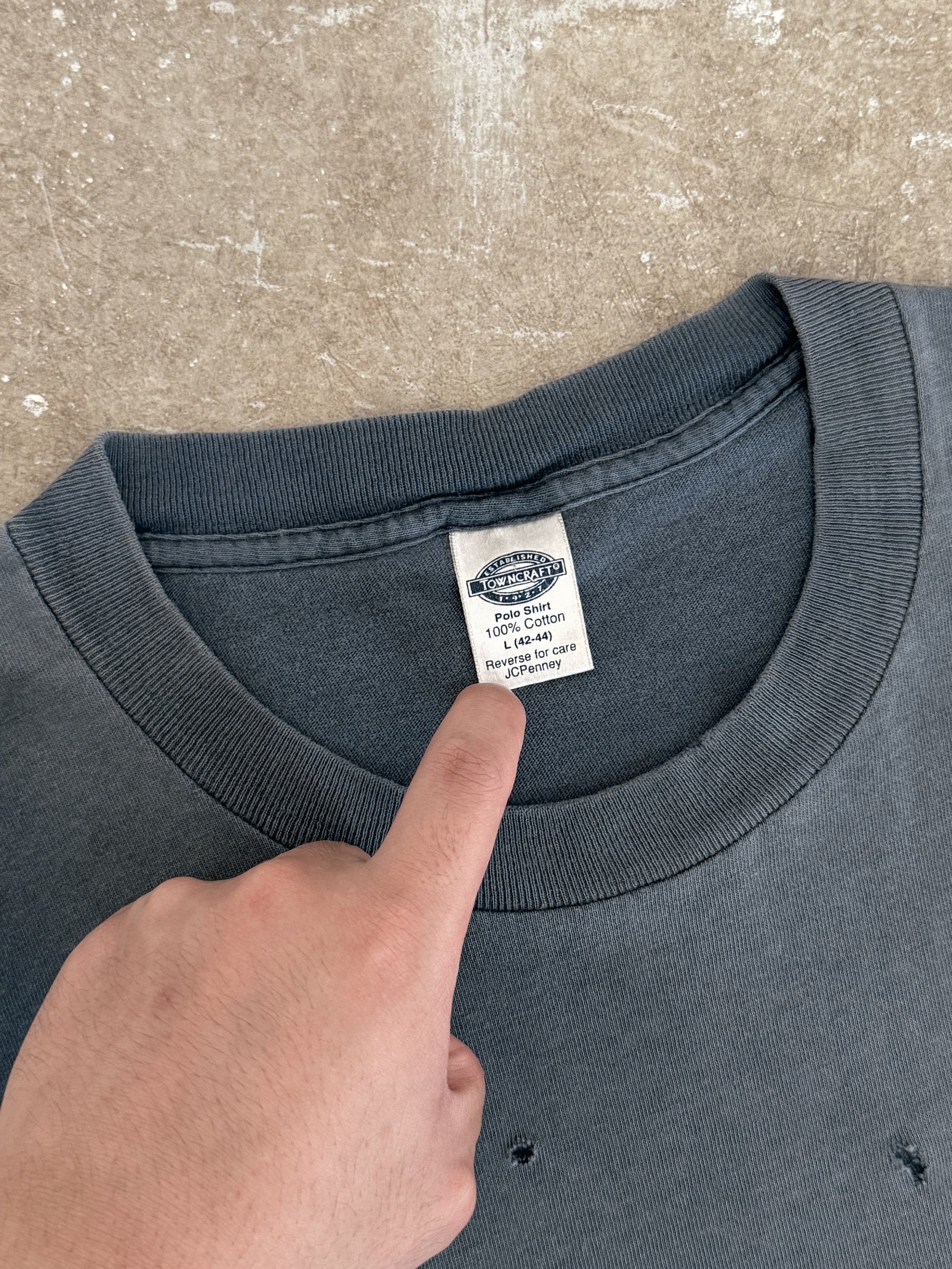 Early 90s Suspender Faded Blue Blank Pocket Tee (L)