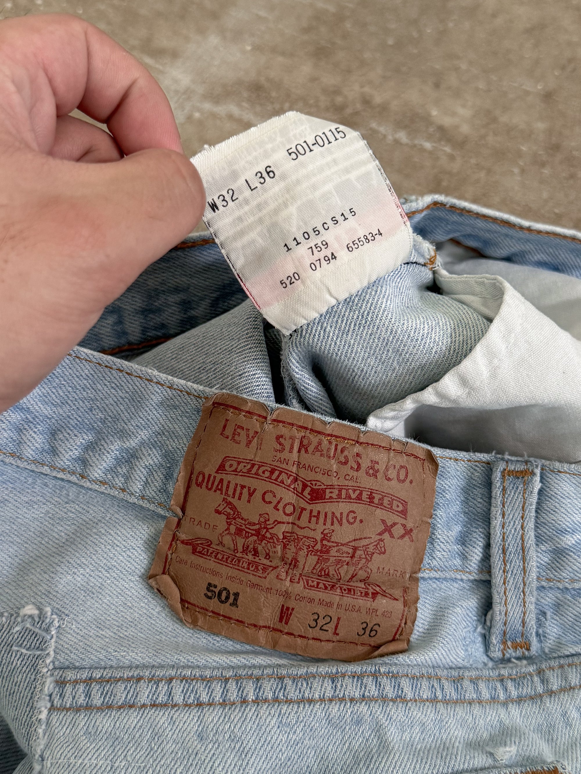 1990s Levis Repaired Faded Blue 501 (29X33)