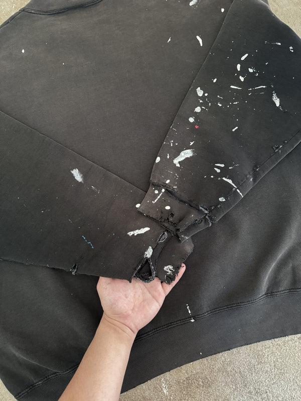 1990s Distressed Painted Black Sweatshirt (XL)