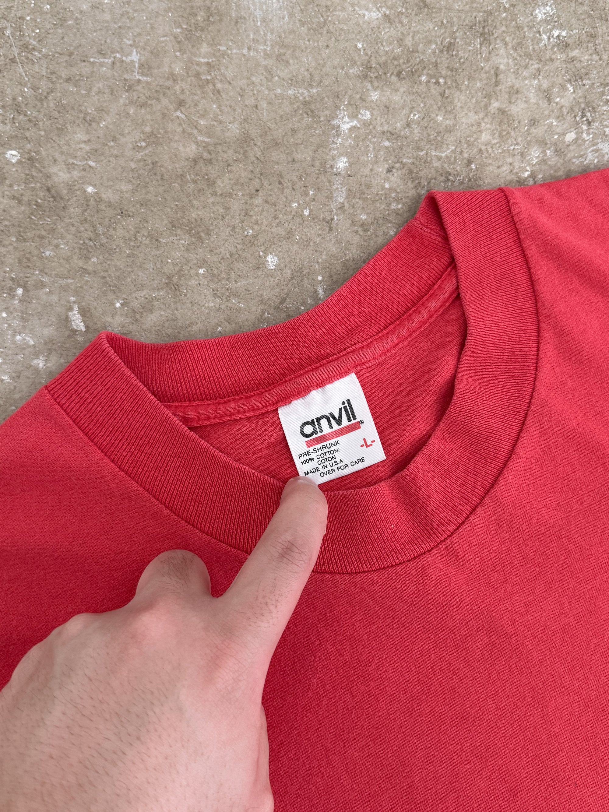 1990s Red Painted Blank Pocket Tee (L)