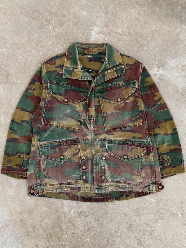 1970s Belgian Jigsaw Camo Repaired Paratrooper Jacket (M)