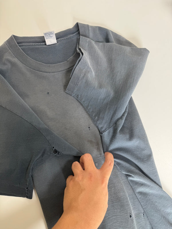 Early 90s Suspender Faded Blue Blank Pocket Tee (L)