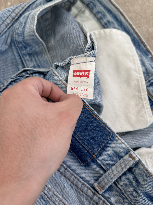 1980s Levis Faded Blue 501 Released Hem (32X30)