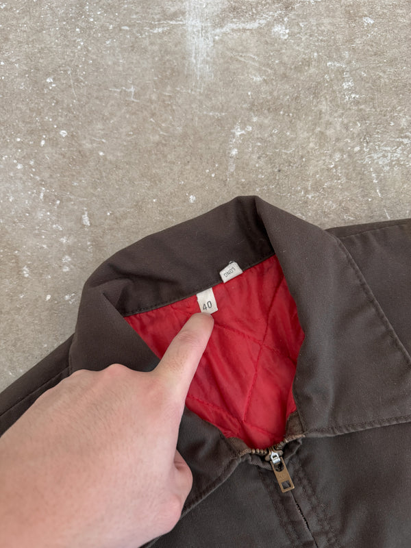 1980s Chain Stitched Brown Lined Work Jacket (M)