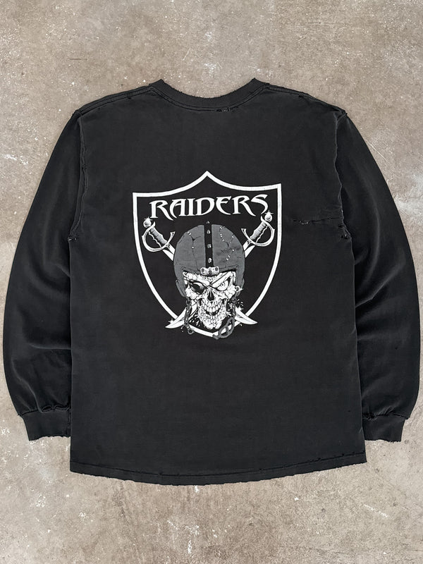 1990s "Raiders" Distressed Repaired Long Sleeve Tee (L)
