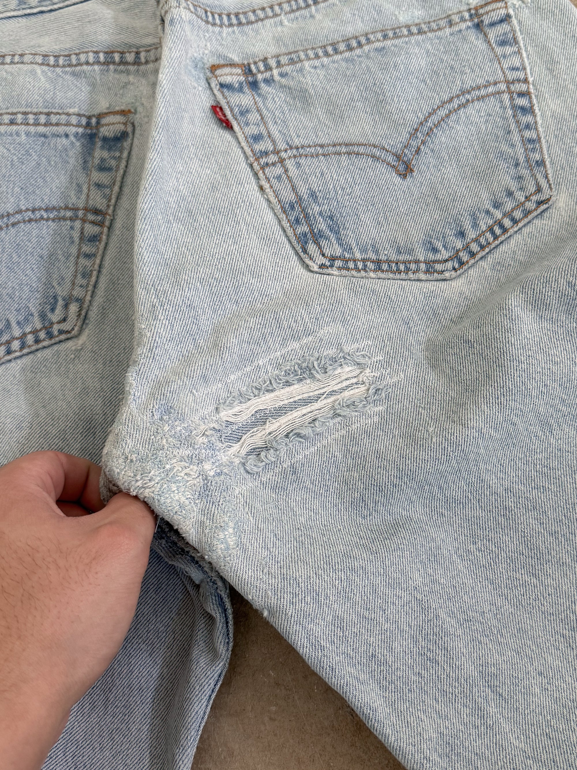 1990s Levis Repaired Faded Blue 501 (30X32)