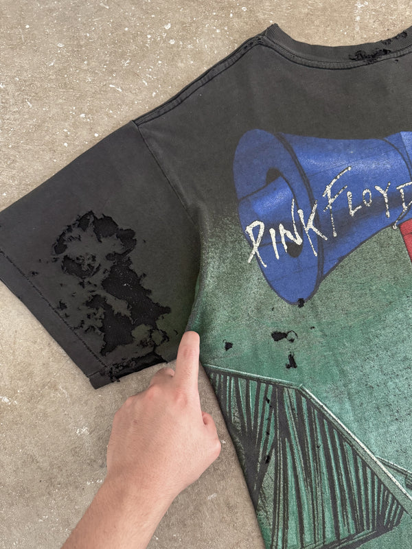 Mid 90s Pink Floyd "The Wall" Faded Repaired AOP Tee (L)