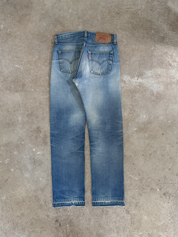 1990s Levis Repaired Faded Blue 501 Released Hem (30X32)