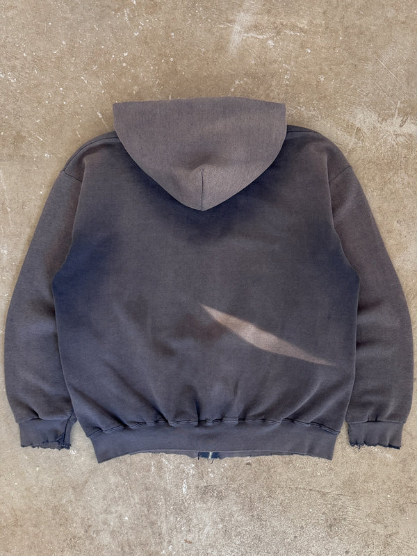 1990s Sun Faded Midnight Navy Zip Up Hoodie (M)