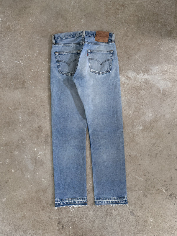 1990s Levis Faded Blue 501 Released Hem (28X30)