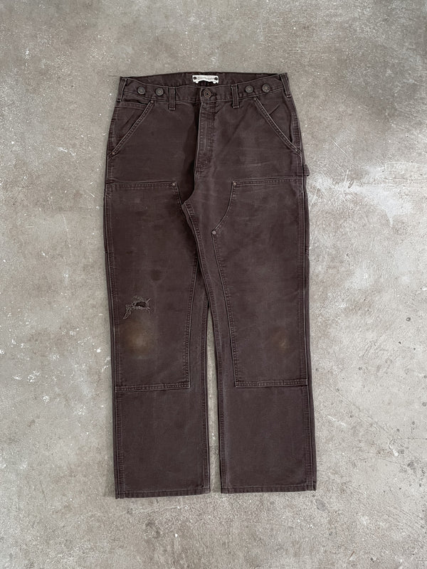 Carhartt EB136 Dark Brown Double Knee Work Pants (34X30)