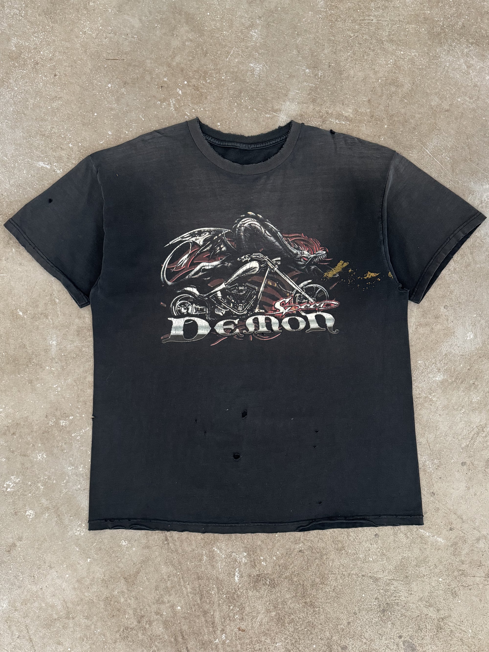2000s "Speed Demon" Distressed Faded Tee (XL)