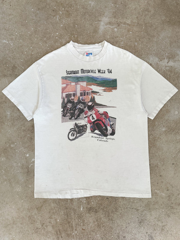 1990s "Steamboat Motorcycle Week" Distressed Tee (L)