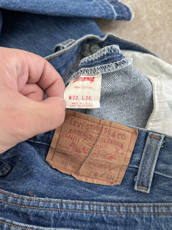 1980s Levis Faded Blue 501 Released Hem (29X27)