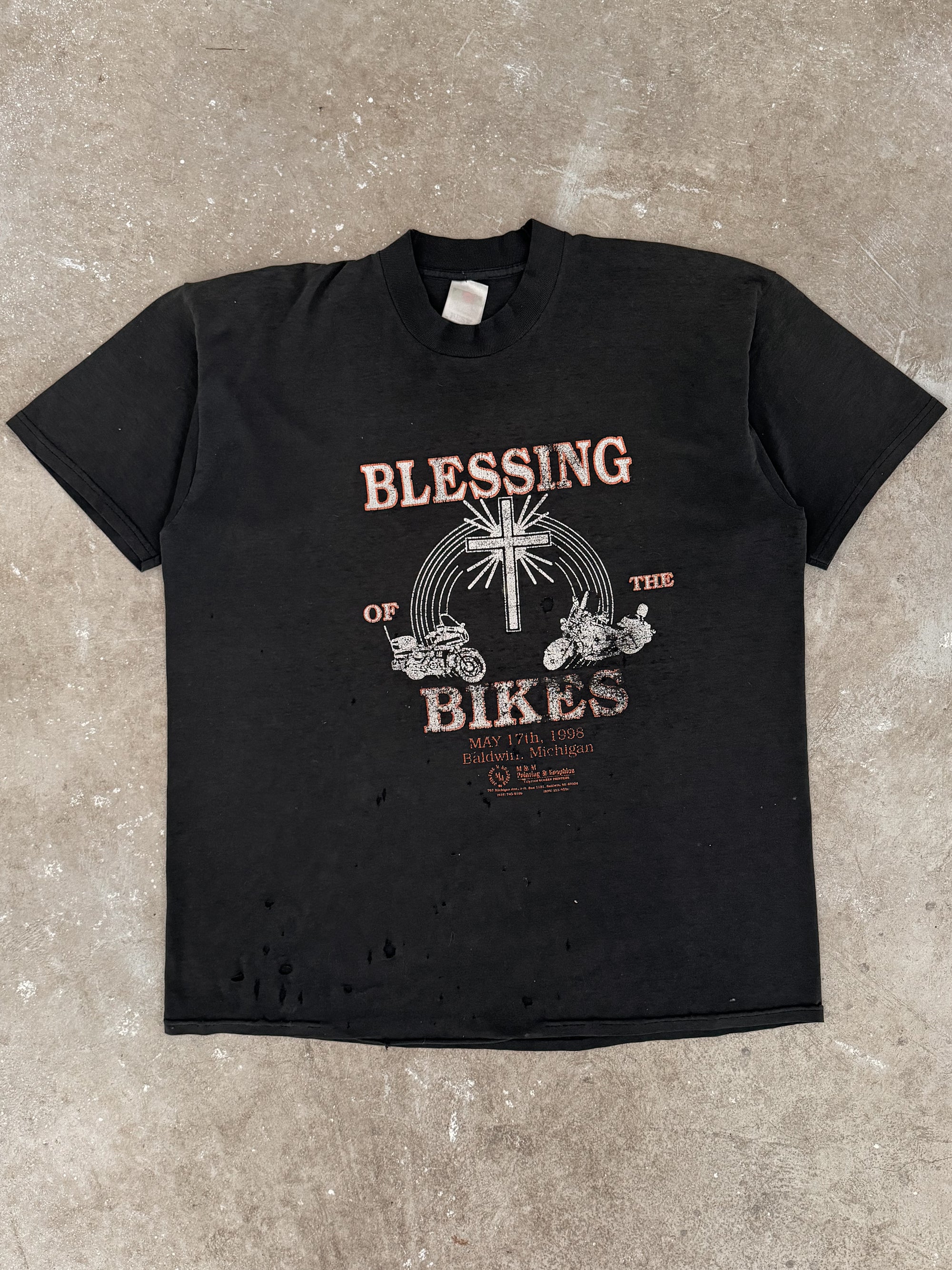 1990s" Blessing of the Bikes" Distressed Tee (XL)