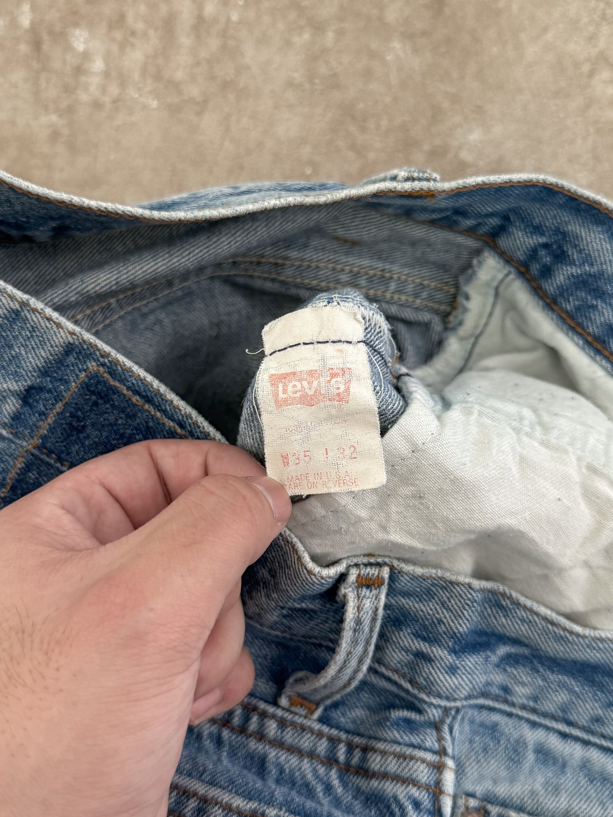 1980s/90s Levis Repaired Faded Blue 501 Released Hem (32X29)