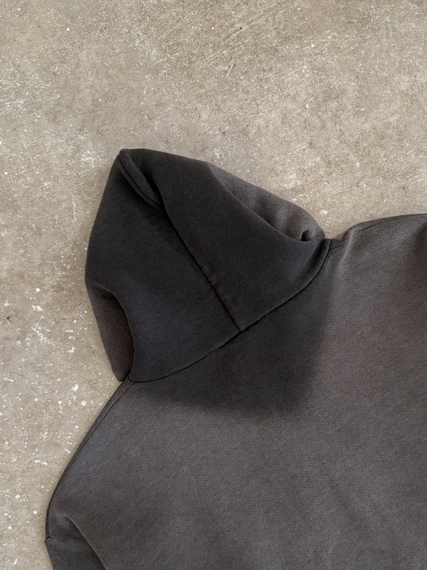 1990s Faded Black Zip Up Hoodie (L)